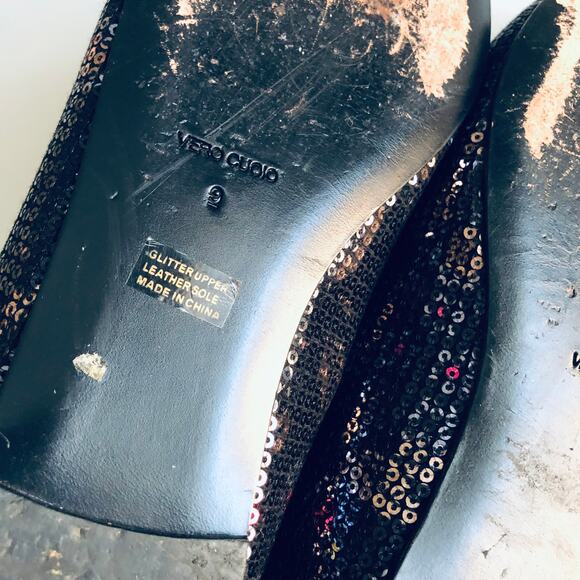 Pour La Victoire 'Hessa' Women's 9 Black Sequin Flower Bow Ballet Flat - Picture 7 of 9